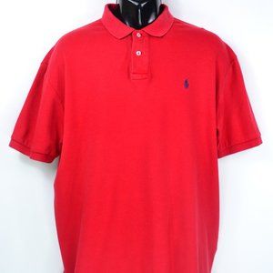 Polo Ralph Lauren Men's Size L Red With Blue Pony Cotton Polo Shirt